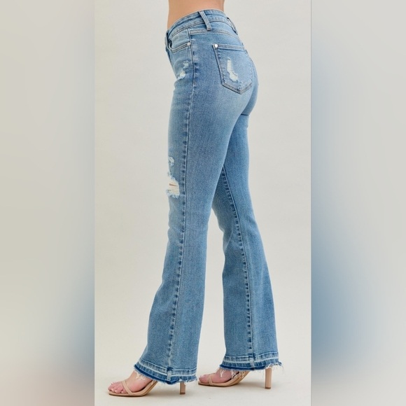 Judy Blue Mid Rise Medium Wash Released Shadow Hem Bootcut Jeans Various NEW - Picture 9 of 16